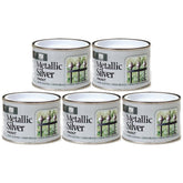 5X Metallic Silver Paint Tin 180ml Tin Paint